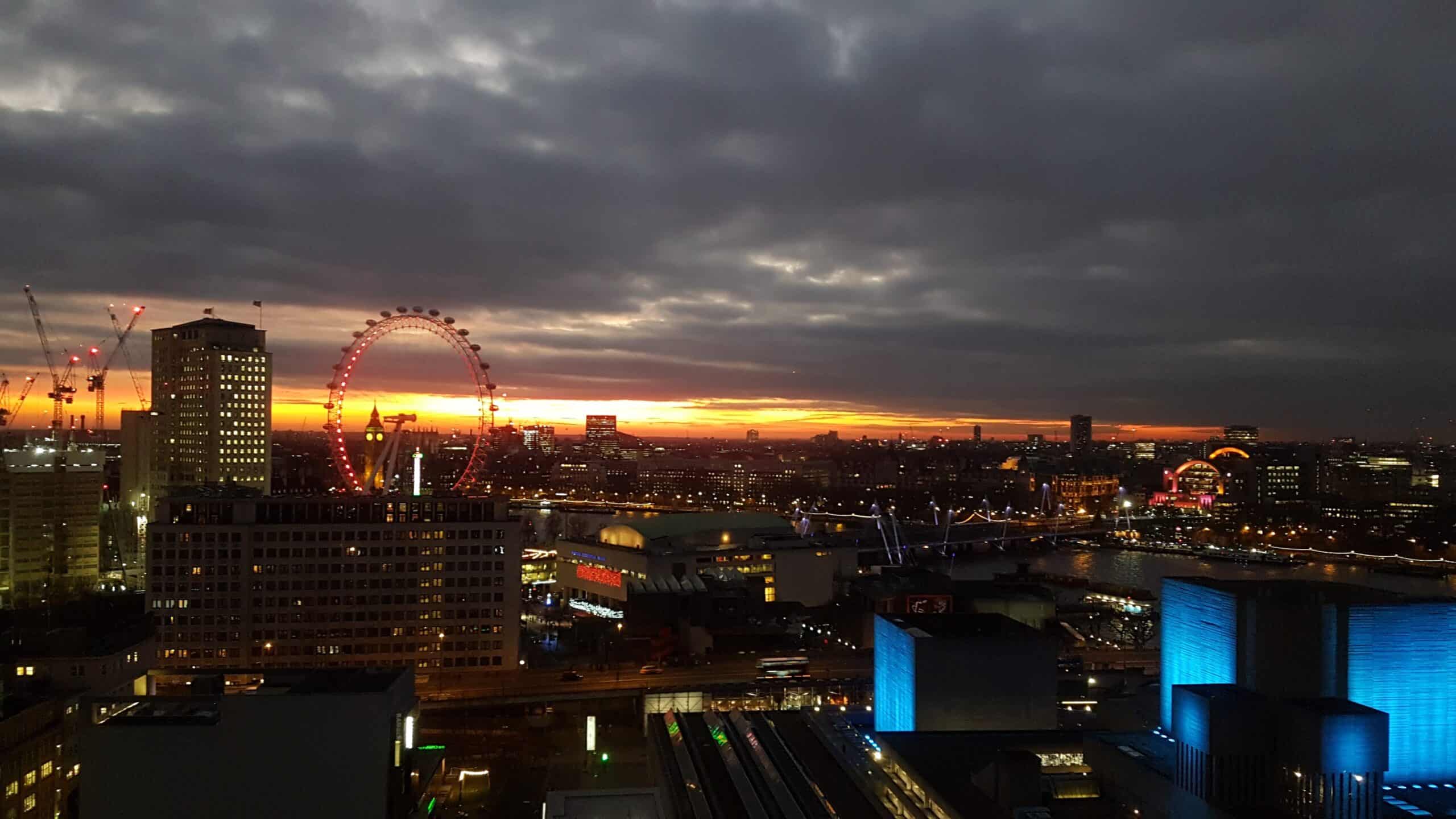 London skyline at sunset